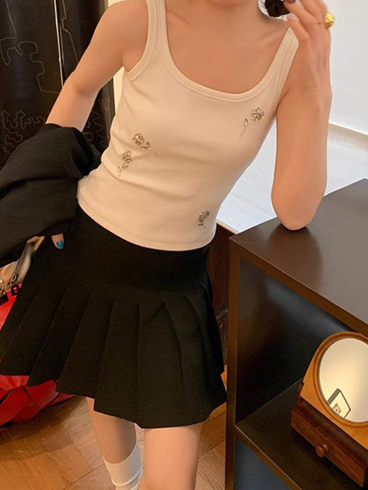 Çoxfunksiyalı, sadə, rahat, üçölçülü, əl ilə toxunmuş daşdan toxunmuş qadınlar üçün jilet, gündəlik, arıqlama üçün, qolsuz köynək.