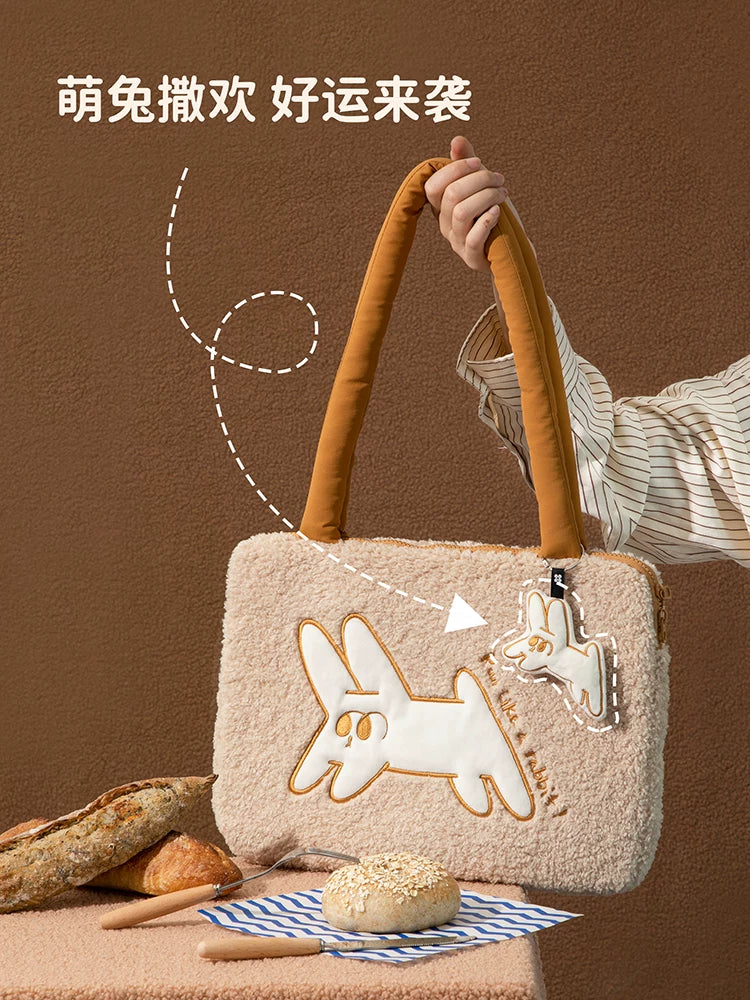 Nbear 咻咻Rabbit portativ noutbuk çantası 13/14 düymlük MacBook Apple ipad Lenovo Huawei mate planşet saxlama çantası orijinal Koreya və Yapon sevimli təmtəraqlı tikmə