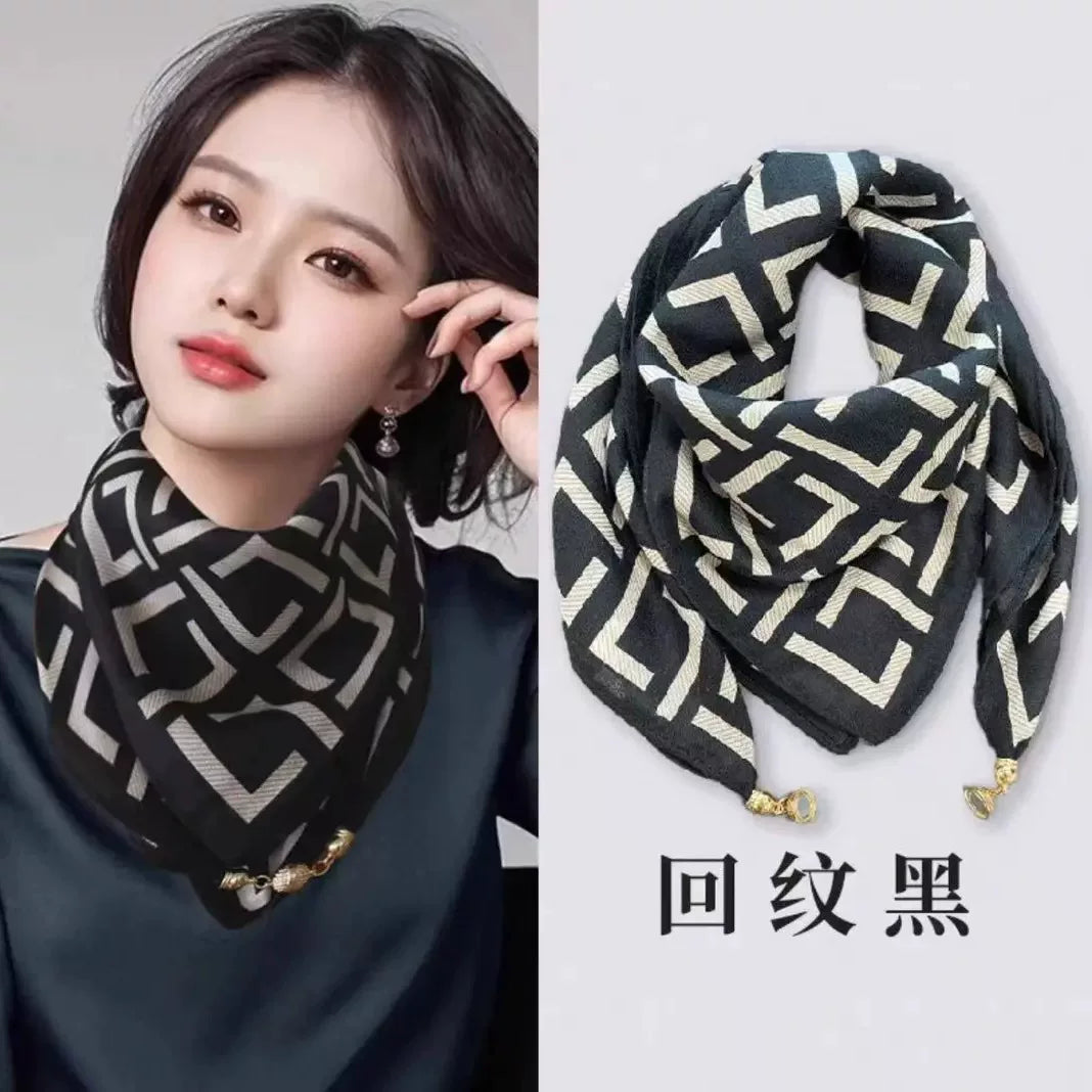 Maqnit Tokalı Eşarp 2025 Yeni Payız və Qış Universal İsti yaylıq Retro Moda Kiçik Kvadrat Eşarp