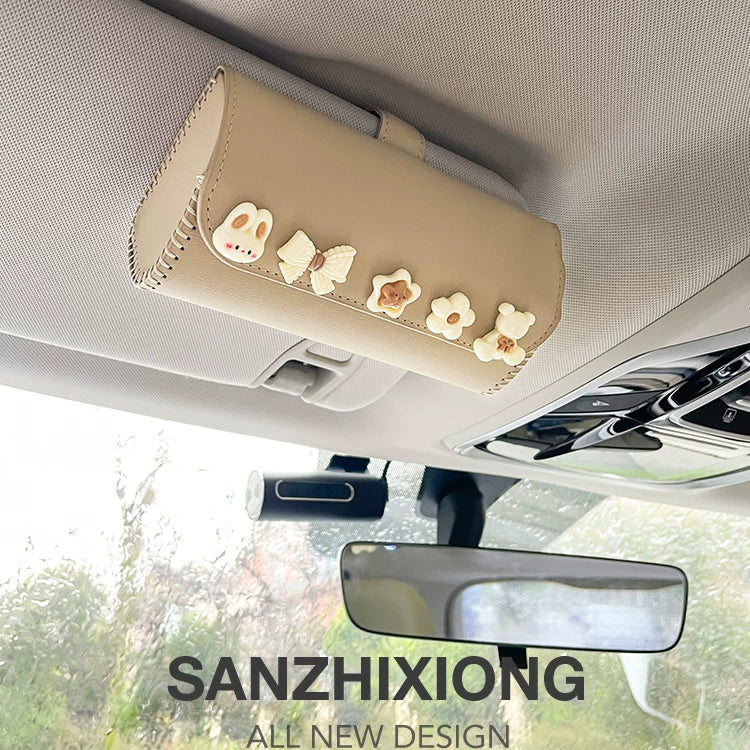 Cizgi filmi heyvan avtomobili eynəkləri saxlama qutusu, yaradıcı avtomobil günəş gözlüyü, eynək və bilet tutacağı, çoxfunksiyalı avtomobil saxlama qutusu