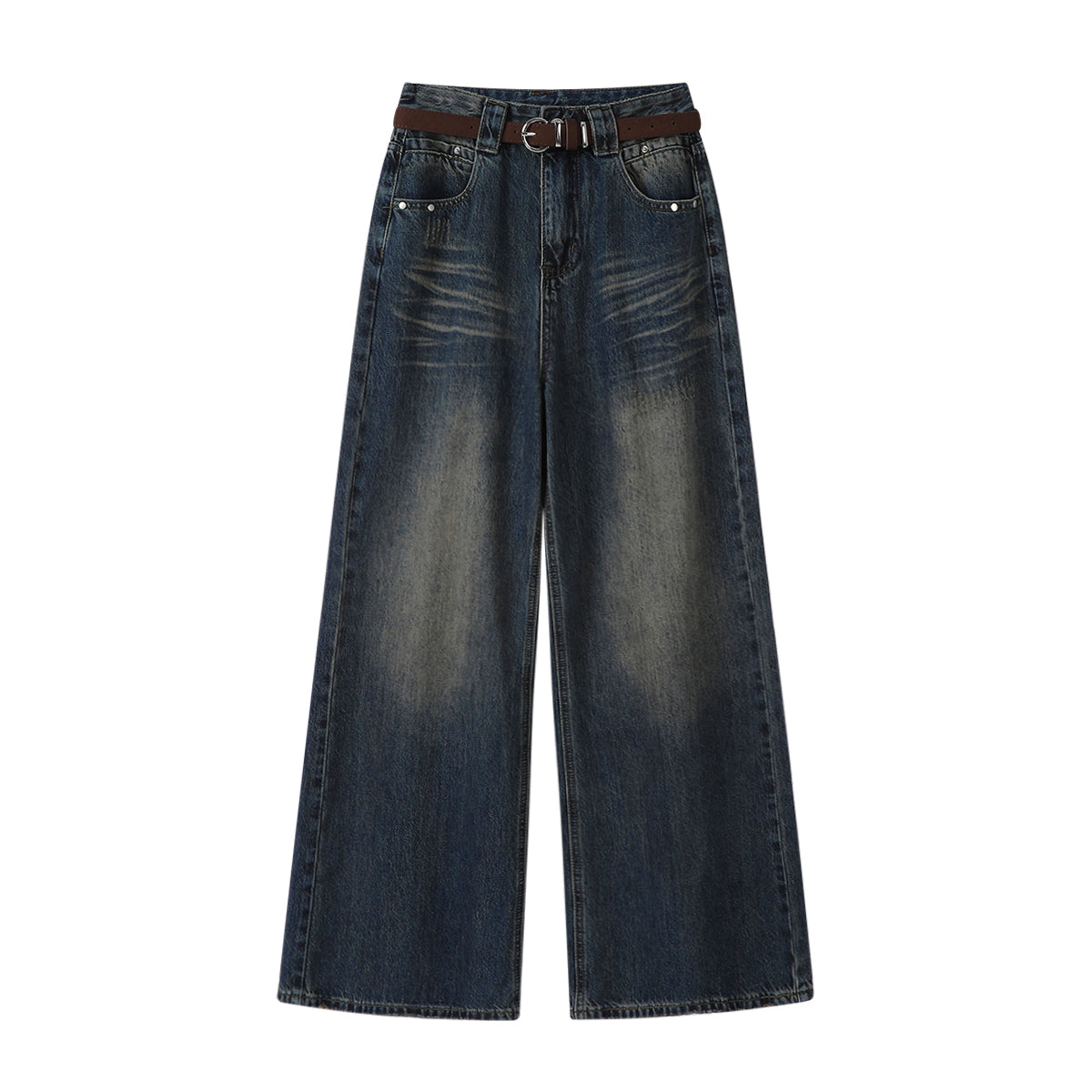 Chorissa Retro İsti Qız Yüksək Bel Geniş Ayaqlı Cins Şalvar Qadınlar üçün 2025 Payız Yeni Stil Dizaynı Çox yönlü boş şalvar