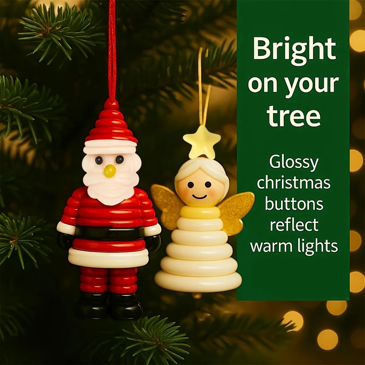 4pcs/1pc Christmas Button Ornaments, Home Decor, Easy to Make