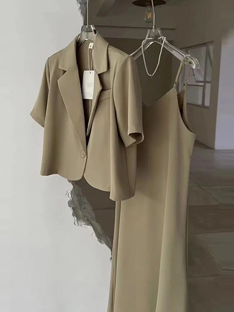 Ofis Qadın Geyimləri 2024 Qısa Qollu Blazerlər İncə Qollu