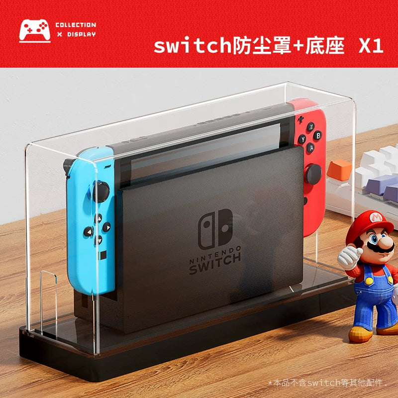 Nintendo keçidi üçün uyğundur toz örtüyü akril şəffaf qabıq keçidli host oyun konsolu bazası saxlama qutusu ns qabıq oled əsas şəffaf örtük qoruyucu qabıq