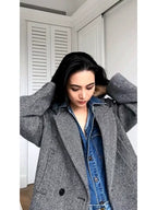 2025 Payız Mövsümü Yeni Qadınlar üçün Amerika Retro Rahat Təsadüfi Stil Tənbəl Dizaynlı Denim Köynək