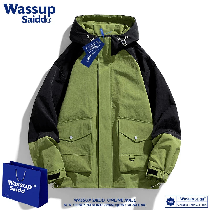 WASSUP SAIDD küləkdən qoruyucu, böyük ölçülü kişi gündəlik külək keçirməyən gödəkçə, dəbli brend.