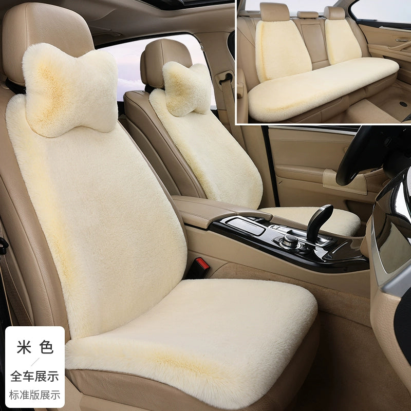 Avtomobil Oturacaq Yastığı Qış Doldurulmuş İstilik Texniki Qalınlaşmış Tək Oturacaq Arxa Sıra Sürüşməyən Tək Parça Üç Parçalı Dəst Neytral Yün Yastıq Dovşan Xəzi İmitasiya