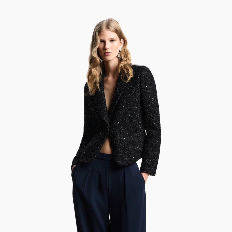 EMPORIO ARMANI/Armani Winter Women's Shawl Collar Single Button Casual Jacket