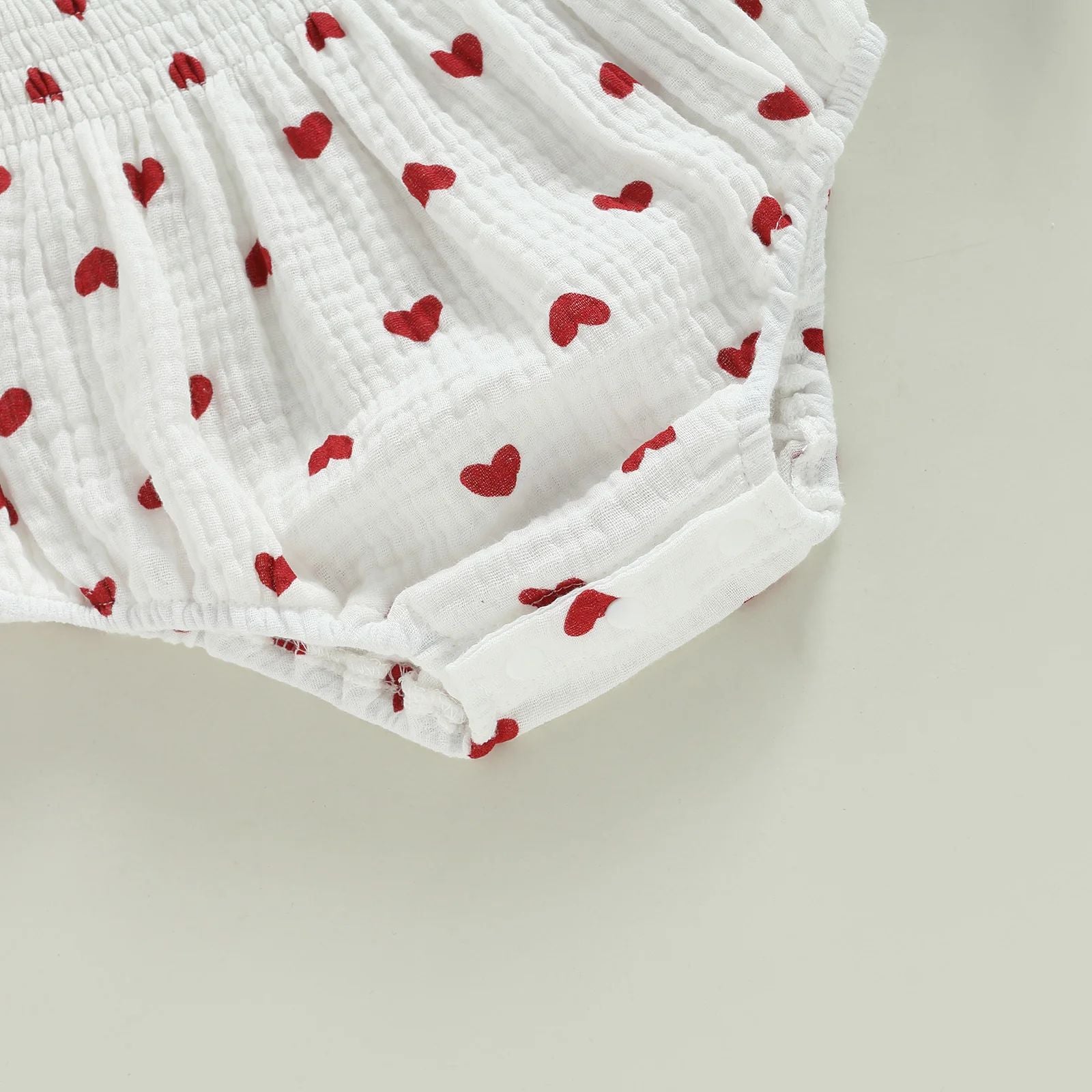 Girls' Valentine's Day Romper Heart Pattern Long Sleeve Bodysuit