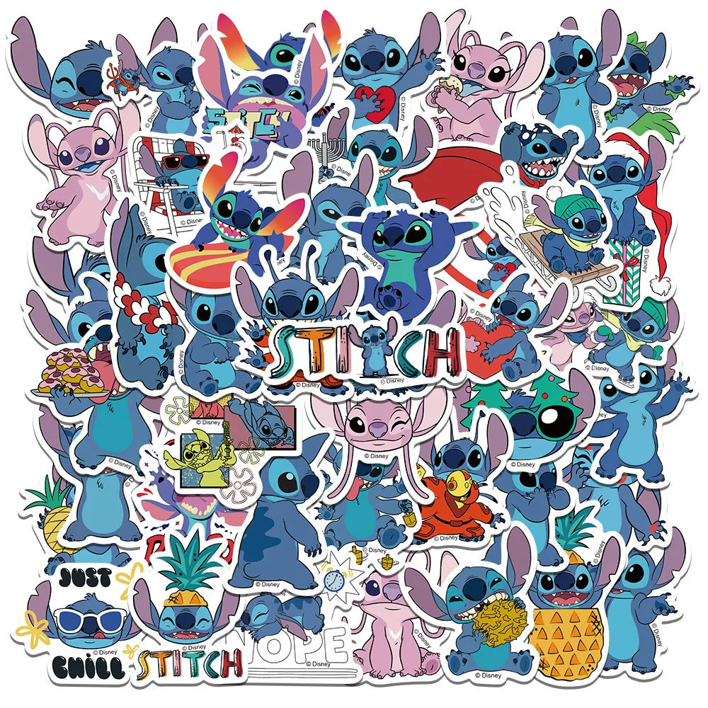 200 sevimli cizgi filmi Stitch notebook kompüter stikerləri fərdiləşdirilmiş soyuducu gitara skuter dəbilqə su fincanı stikerləri