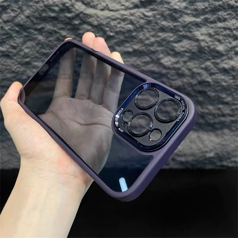 Chuangba minimalist yüksək səviyyəli mənada Apple 15pro mobil telefon qutusu iphone15promax yeni 16Pro lens hər şey daxil 14Pro12 şəffaf 16 qabıq 15 silikon 13 yer 14 düşməyə qarşı p