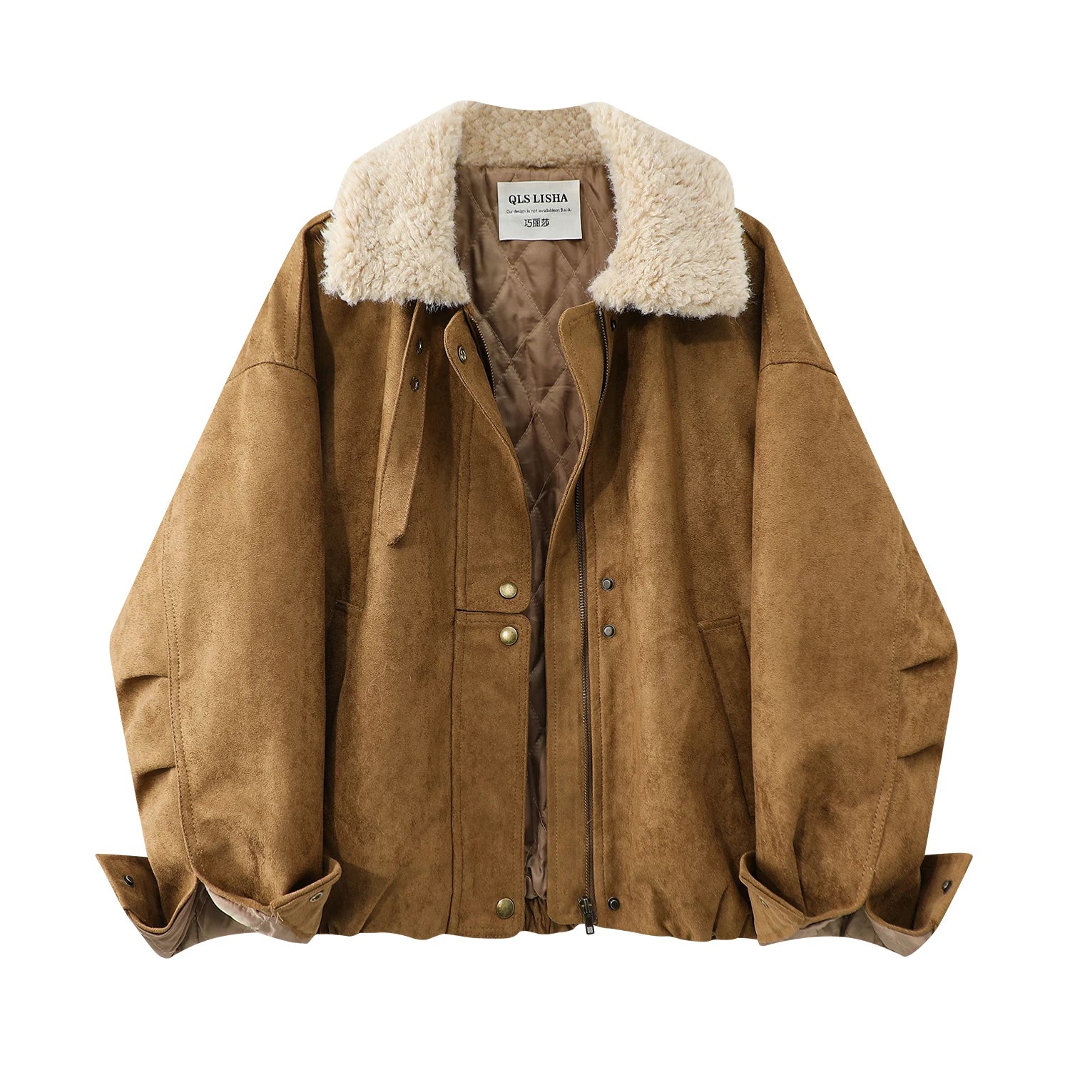 Qiaolişanın çox şirin, pambıqla örtülmüş gödəkçəsi, yeni payız və qış üslubunda, qalınlaşmış quzu yun yaxası, iş geyimi gödəkçəsi, Koreya üslubunda palto.