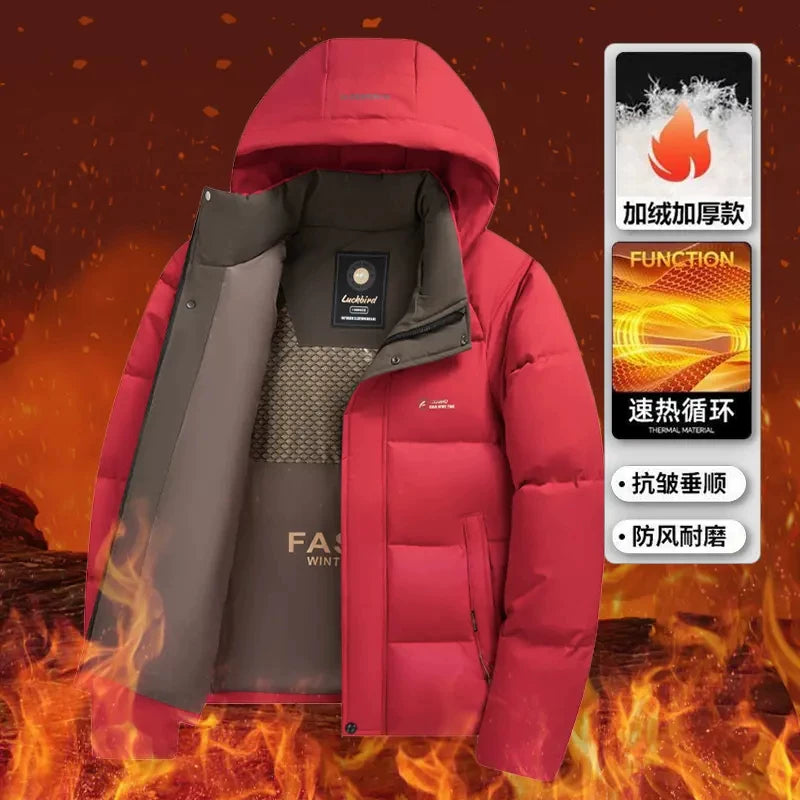 Qış üçün qalınlaşdırılmış pambıqla örtülmüş kişi gündəlik külək keçirməyən pambıqla örtülmüş palto, başlıqlı gödəkçə, başlıqlı şişirdilmiş gödəkçə, isti pambıqla örtülmüş kişi paltosu