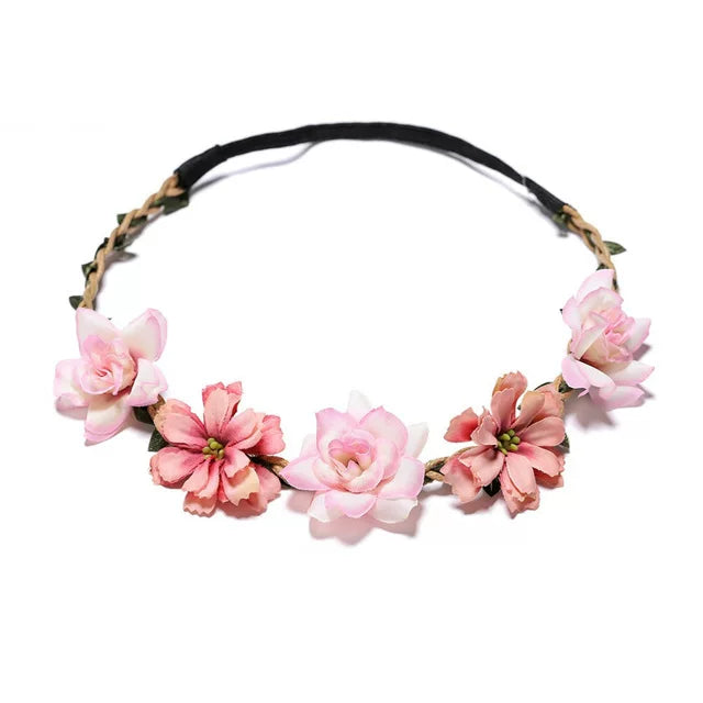 1 Piece Women Charming Floral Tiara Wedding Floral Headband Hairband A