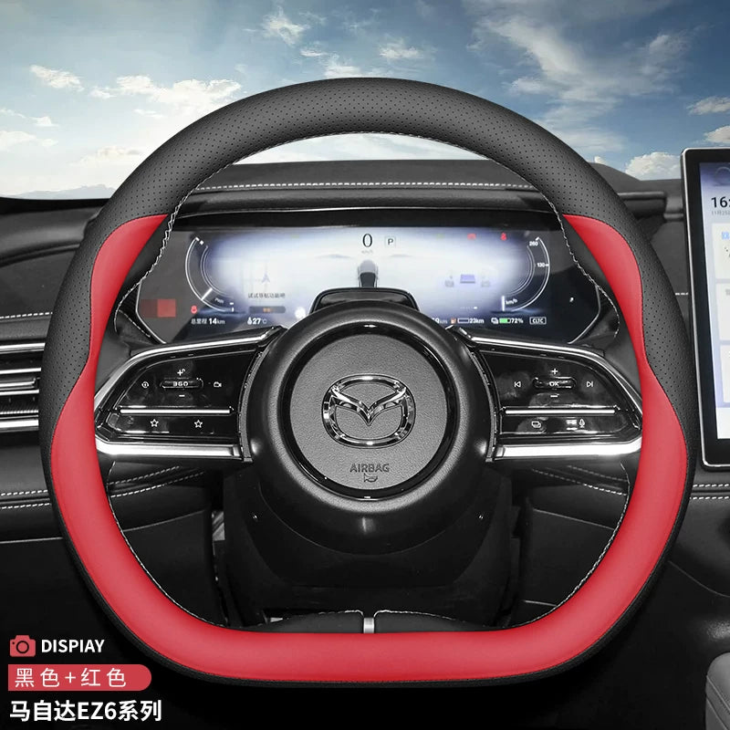 2025 Mazda EZ60/EZ6 Steering Wheel Cover, Genuine Leather, Ultra Thin, Original Color Interior Car Steering Cover, All Season Ventilation