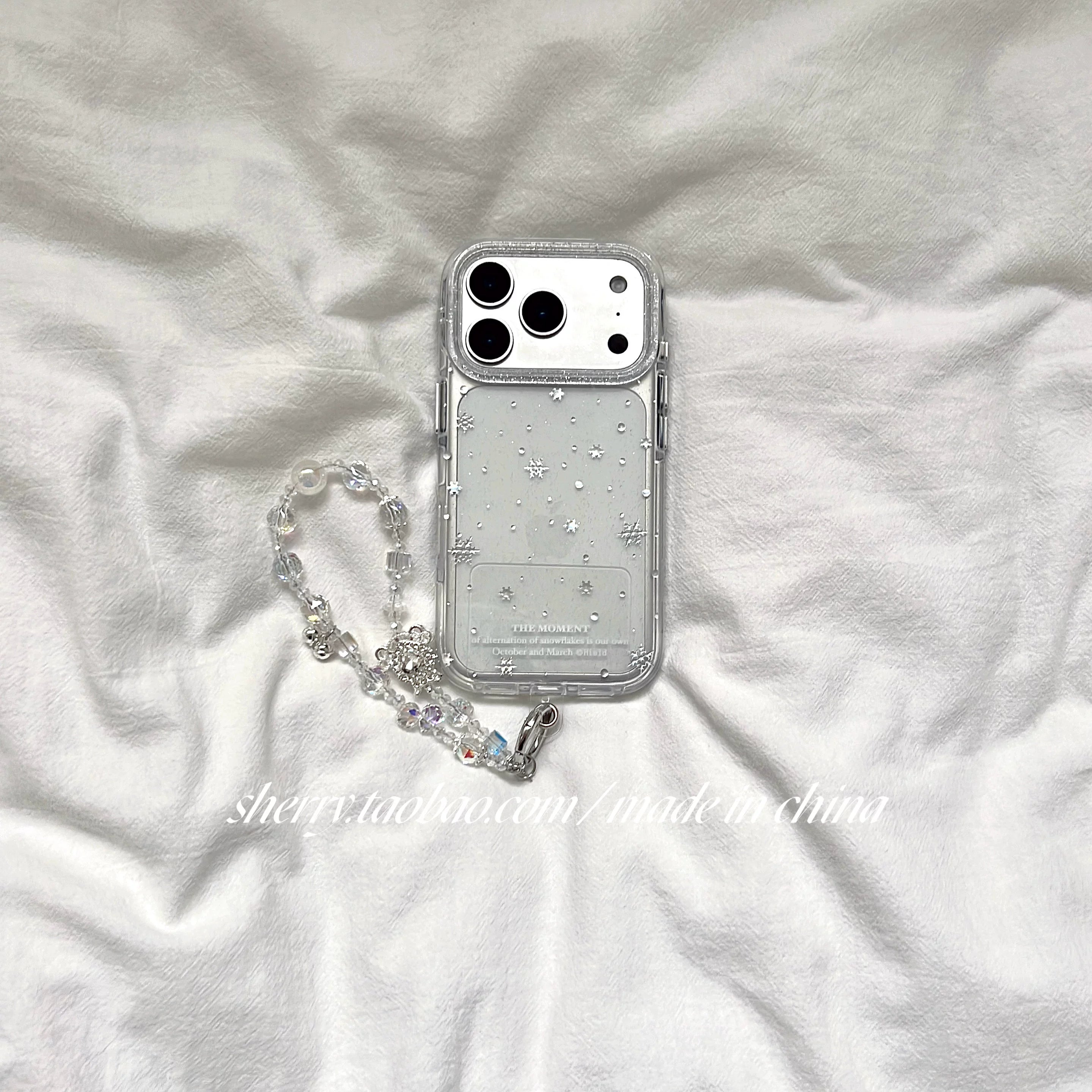 SHERRY*ins üslubunda şəffaf incə parıltılı gümüşü qar dənəciyi Apple 17ProMax mobil telefon qutusu iPhone16Pro niş qız ürəyi 15 sadə 14 kiçik təzə cizgi filmi qabaqcıl qış üçün uyğundur