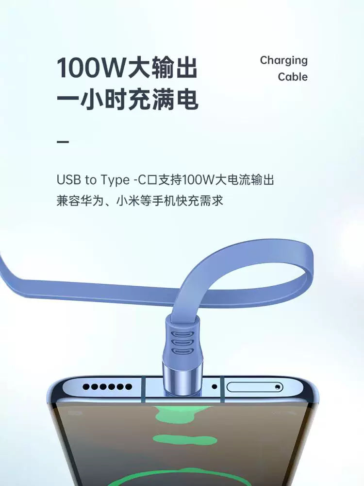 Avtomobil şarj cihazı, 100 Vt məlumat kabeli, super sürətli şarj, 3-ü 1-də geri çəkilə bilən kabel, Apple, Android və Type-C ilə uyğundur.