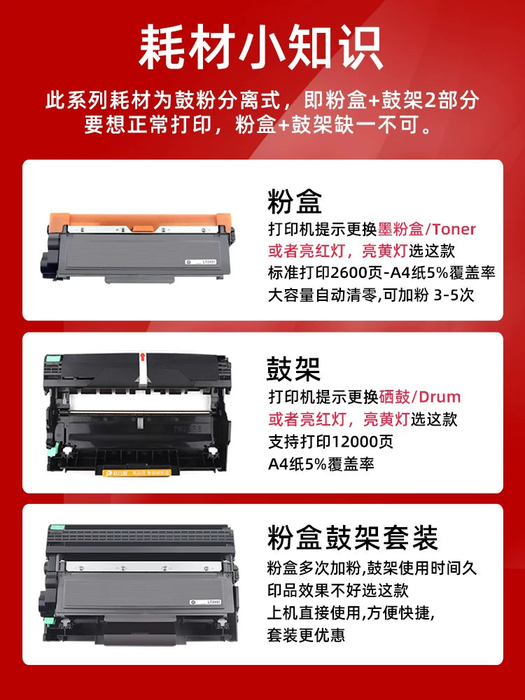 Lenovo m7400pro toner kartuşu m7615dna toner kartuşu m7605d LT2451h toner kartuşu m7405d LJ2405d m7655dhf printer toner kartuşu M7400w baraban üçün uyğundur