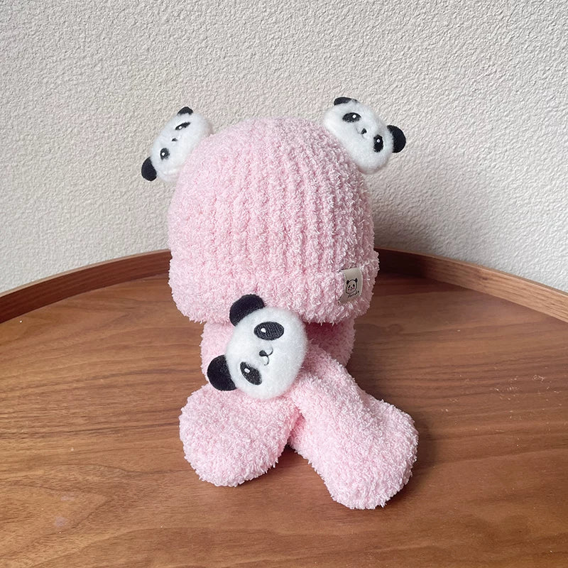 Körpə papağı və şarfı iki hissəli dəst, şirin ayı körpəsi qulaqcıqlı papaq, qalın və isti, oğlan və qızlar üçün, payız və qış üçün idealdır.