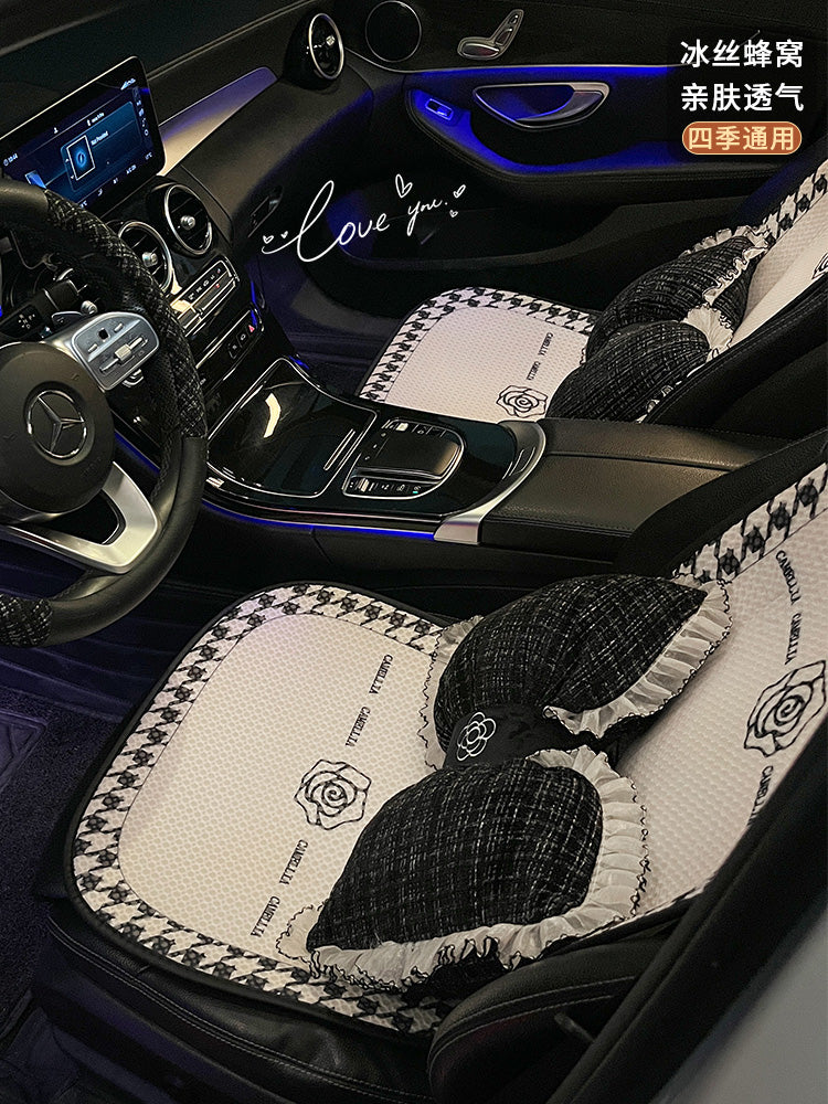 Yay Buz İpək Soyuducu Avtomobil Oturacaqları Üzlükləri, 2026 Yeni Stil, Rahat, Havalandırılan, Universal, Qadınlar üçün Bütün Mövsüm Oturacaqları Üzlükləri