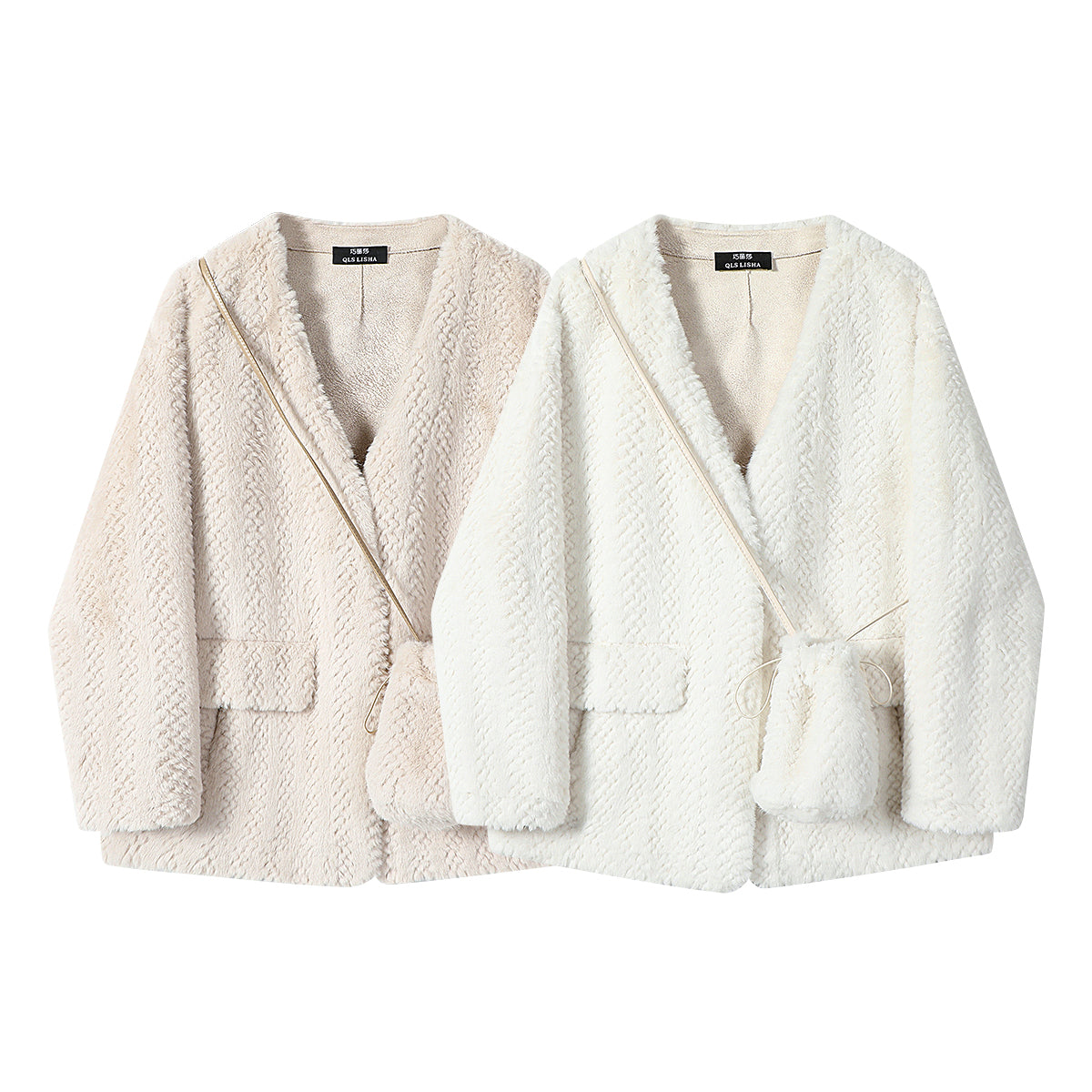 Cholisa-nın payız və qış üçün unikal və şık qısa, təsadüfi quzu yun paltosu.