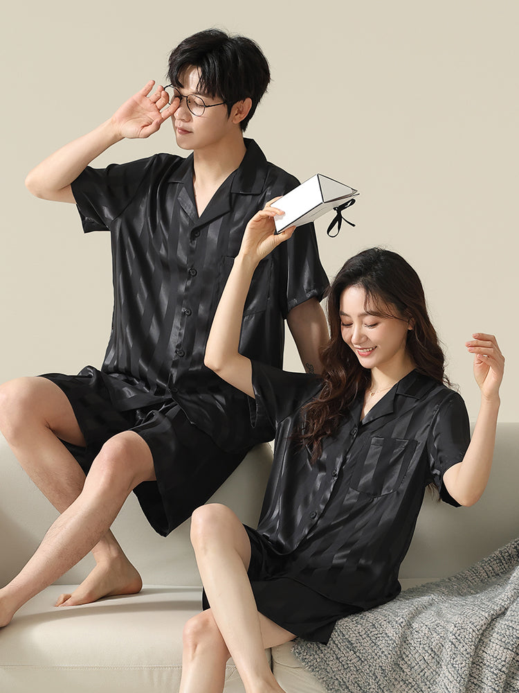 Urban Beauty Yay Buz İpəyi Cool Feeling Pijama Cütlük Bir Kişi və Bir Qadın Qısaqol Şort Nazik Ev Geyimi Dəsti