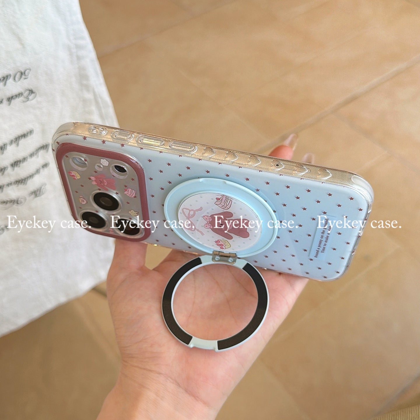 eyekey·ins cizgi filmi ulduzu dovşan 360 dərəcə fırlanan stend Apple 17promax mobil telefon qutusu iphone16pro yeni pivot 16 qız 15pro yıxılmağa qarşı qoruyucu örtük