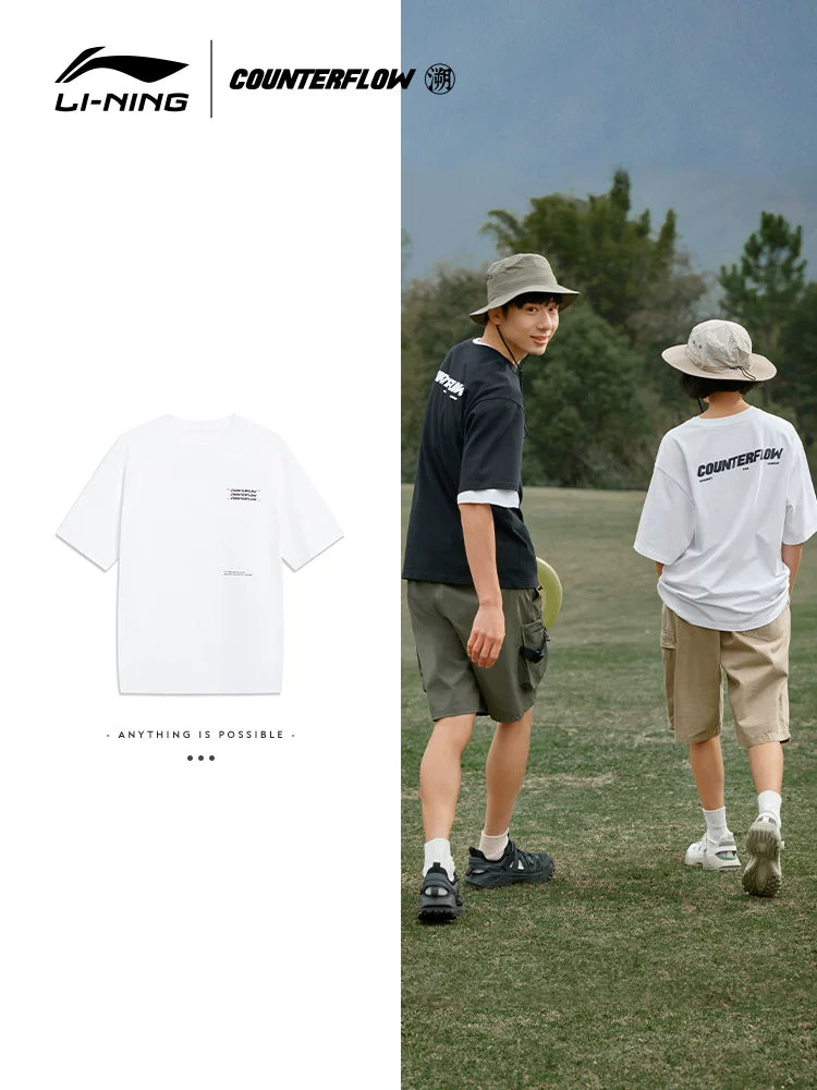 Li Ning Outdoor CF Traceability | Popsicle T Boş Qısaqol T-shirt Kişi və Qadın Yay Nəfəs Alır, Rahat və Təsadüfi Cüt Üslubu