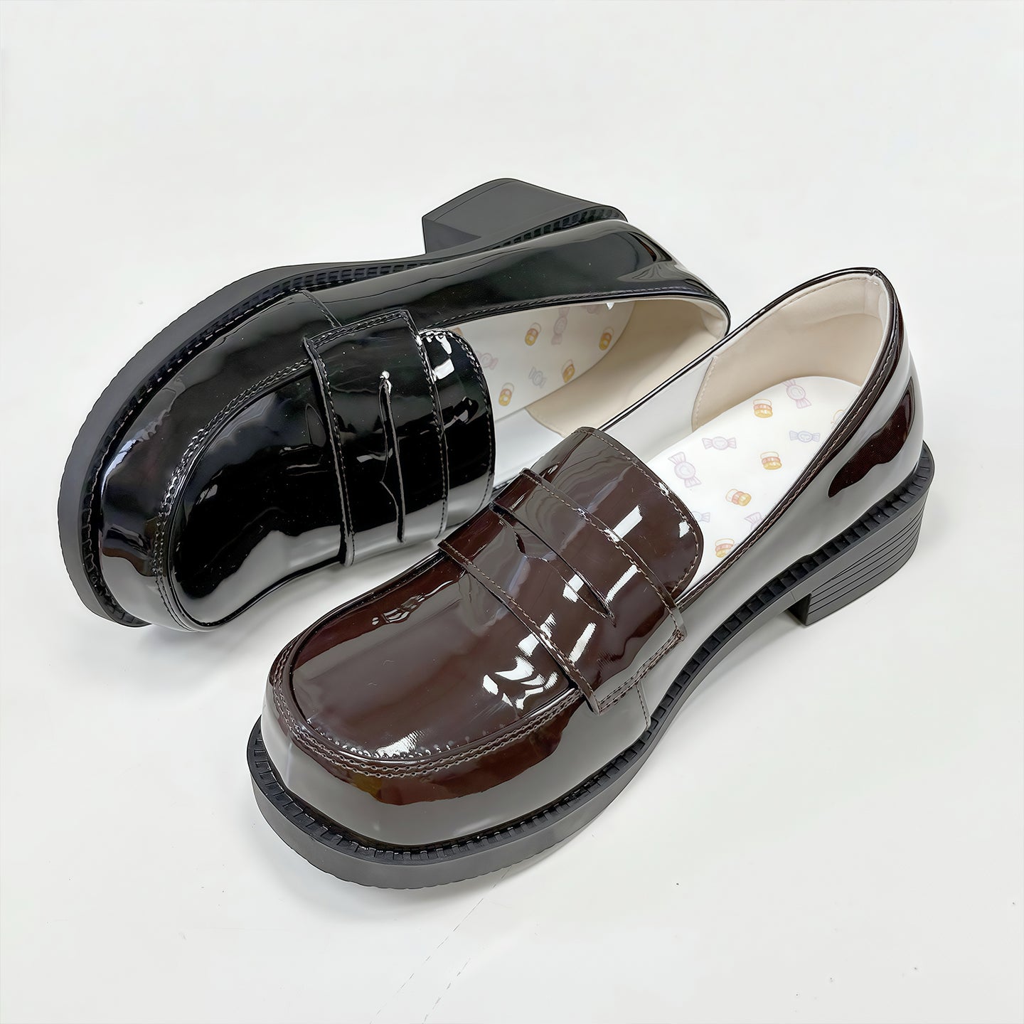 (Stokda) Şirin Dovşan Orijinal JK Forma Ayaqqabıları Əsas Orta Daban Çoxfunksiyalı Dəyirmi Barmaqlı Loferlər Aşağı Dabanlı Tələbə Ayaqqabıları