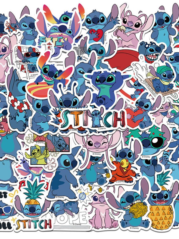 200 sevimli cizgi filmi Stitch notebook kompüter stikerləri fərdiləşdirilmiş soyuducu gitara skuter dəbilqə su fincanı stikerləri