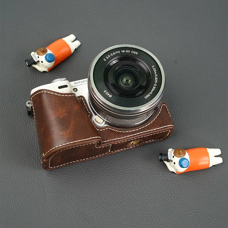 Sony NEX-5T kamera qoruyucu qutusu nex5r nex5 nex6 nex7 dəri bazası a5000 a6300 a6400 dəri qutusu portativ açıq fotoqrafiya çantası üçün uyğundur