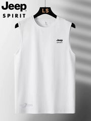 JEEP jilet kişi yay nazik fitnes idman təsadüfi təmiz pambıq dibli sweatshirt böyük ölçülü boş qolsuz köynək