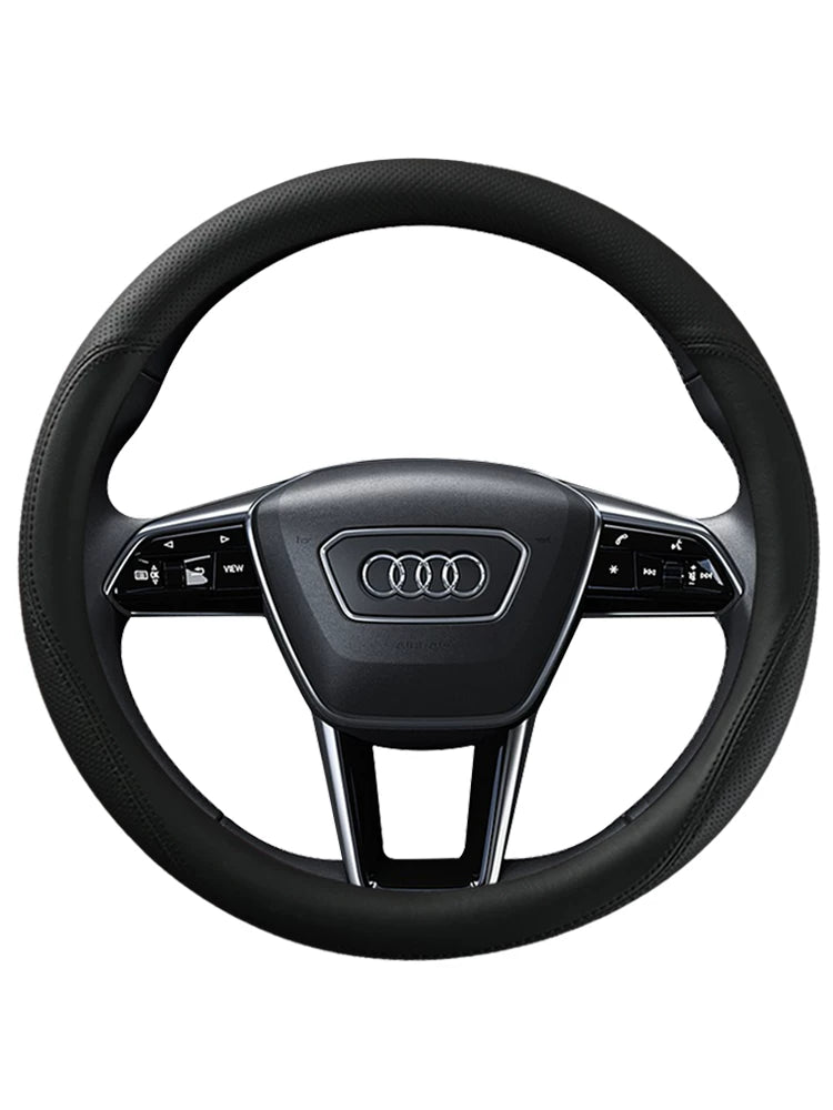 Audi steering wheel cover for Q5L, A4L, A3, A6L, Q3, Q2L, A5, Q7, A7, Q8 and S3 all season genuine leather steering wheel