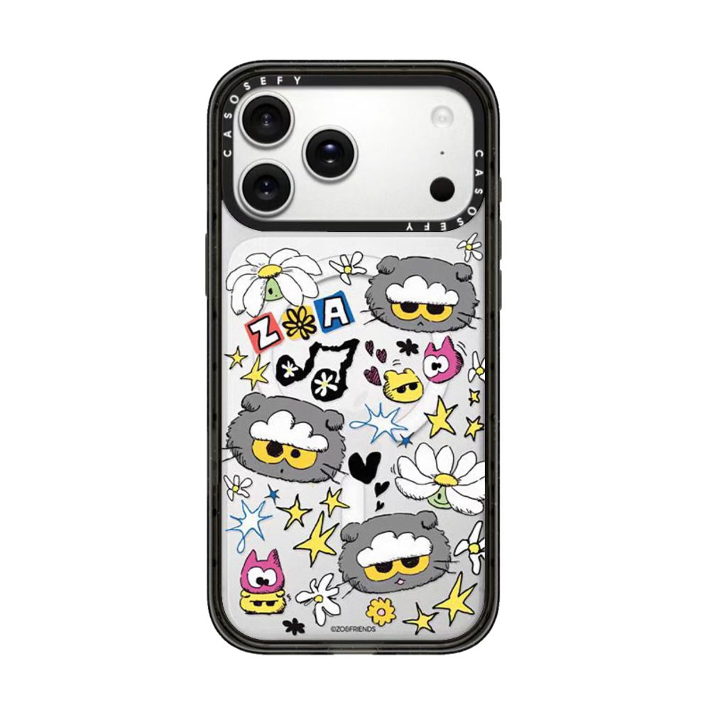 Birgə brend ZOA&FRIENDS Quan Zhilong 16Pro iPhone 17ProMax üçün uyğundur Apple yıxılmağa qarşı qoruyucu qutu Magsafe maqnit emiş GD star Cloud Cat 15 eyni üslublu CASOSEFY mobil telefon qutusu