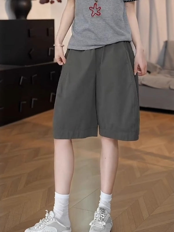 Qadınlar üçün nəfəs alan beş nöqtəli şort, yay üçün nazik və şık, böyük ölçüdə, çox yaraşıqlı, yüksək belli, arıqladıcı, geniş ayaqlı düz şalvar.