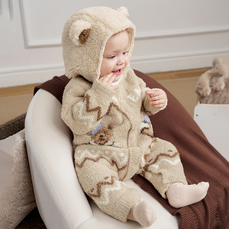 Manxi Körpə Onesie Avokado Yarım Flis Körpə Geyimləri Qalınlaşdırılmış İsti Romper Payız və Qış