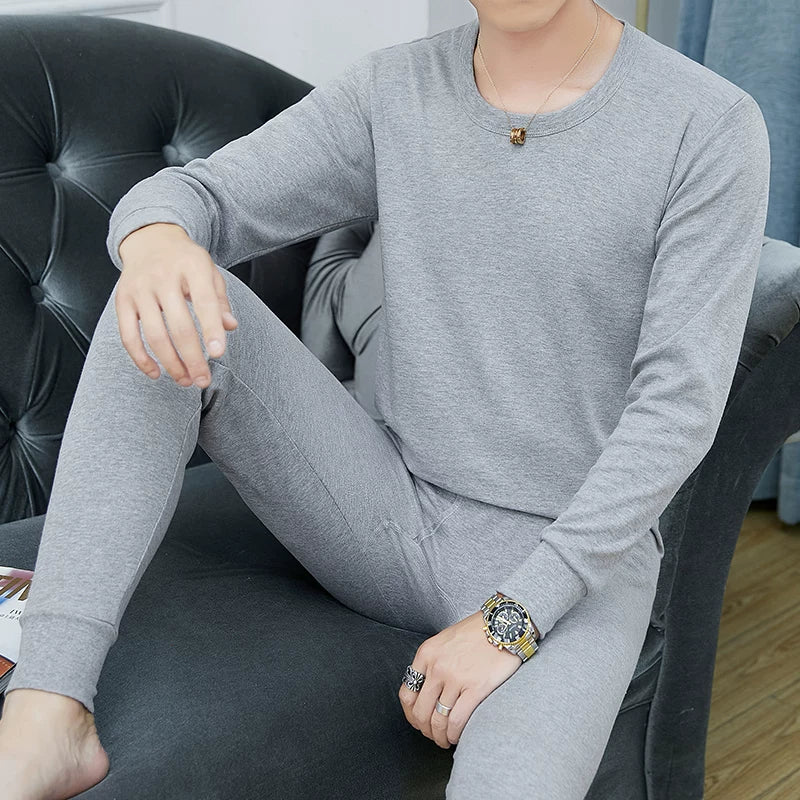 Kişilər üçün 100% Pambıqdan Payız və Qış üçün Termal Alt Geyim Dəsti, Sincan Təmiz Pambıqdan Əsaslı Köynək, Dəyirmi Yaxalıq, Jakarlı Termal Alt Geyim, Dəbli Kişi Geyimləri