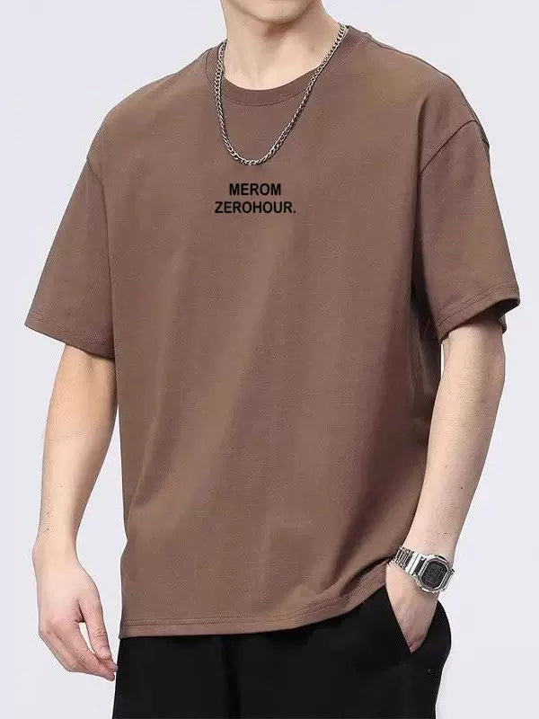 Yay yeni təmiz pambıq qısaqol kişi köynəyi boş dəyirmi boyunlu çox yönlü dəbli təsadüfi yarımqol böyük ölçülü retro köynək