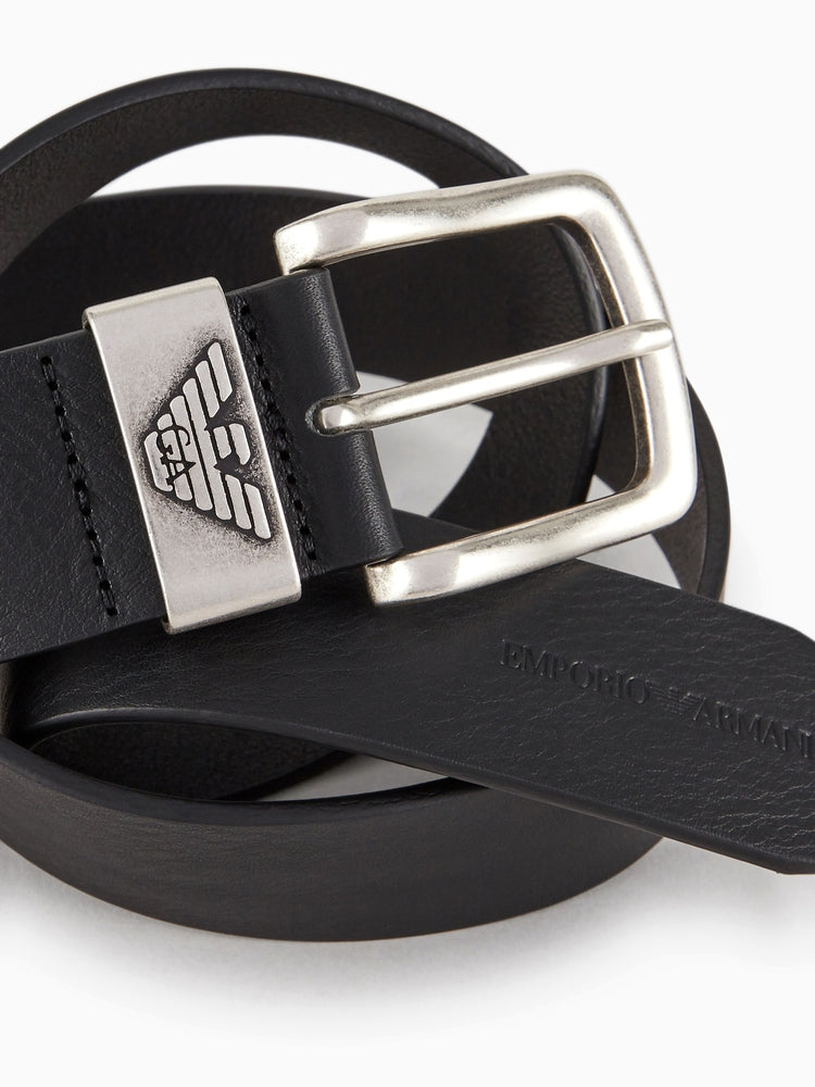 [Yeni il hədiyyəsi] EMPORIO ARMANI Kişi Dəri Sancaqlı Toka Kəməri (Rəsmi)