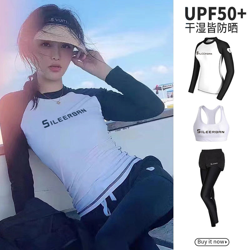Yeni dalğıc kostyumu meduza kostyumu snorkeling arıqlayan qadınlar üçün sadə sörfinq çimərlik paltarı uzunqol şalvar günəşdən qoruyan tez quruyan çimərlik kostyumu