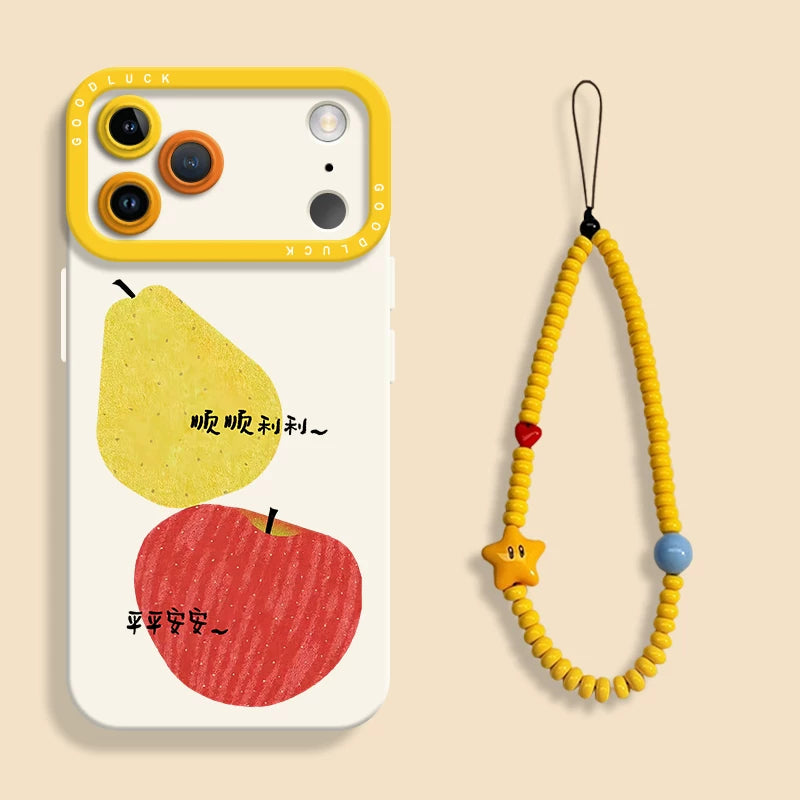 Shunshun Pear Pingan Guo iPhone17 cib telefonu üçün uyğundur yeni Apple 17promax maye Apple hava göz bəbəyi silikon qabıq 17pro qoruyucu örtük ip16 lentli 15 yaradıcı 14 cizgi filmi