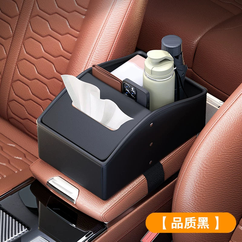 Avtomobil qoltuqaltı saxlama qutusu, çoxfunksiyalı avtomobil salfet qutusu, stəkan tutacağı, daxili saxlama üçün yaradıcı salfet qutusu