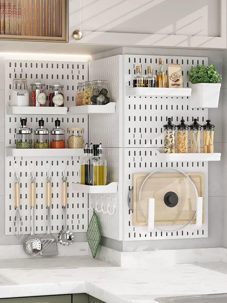 Mətbəx divar çəngəl saxlama rəfi Kürək qaşıq rəf mətbəx qabları divar plastik zımbasız deşik lövhəsi