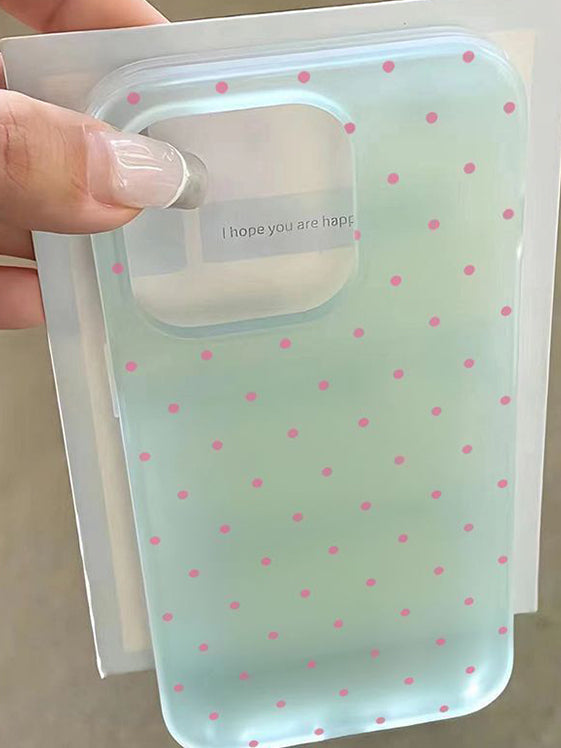 Ins üslubunda Koreya üslubunda çəhrayı polka nöqtə iPhone16pro cib telefonu üçün uyğundur Apple 17ProMax rəngli böyük dəlik 15plus şaxtalı 14/13/12mini yumşaq qabıq sadə 11 yıxılmağa qarşı qoruyucu örtük XR