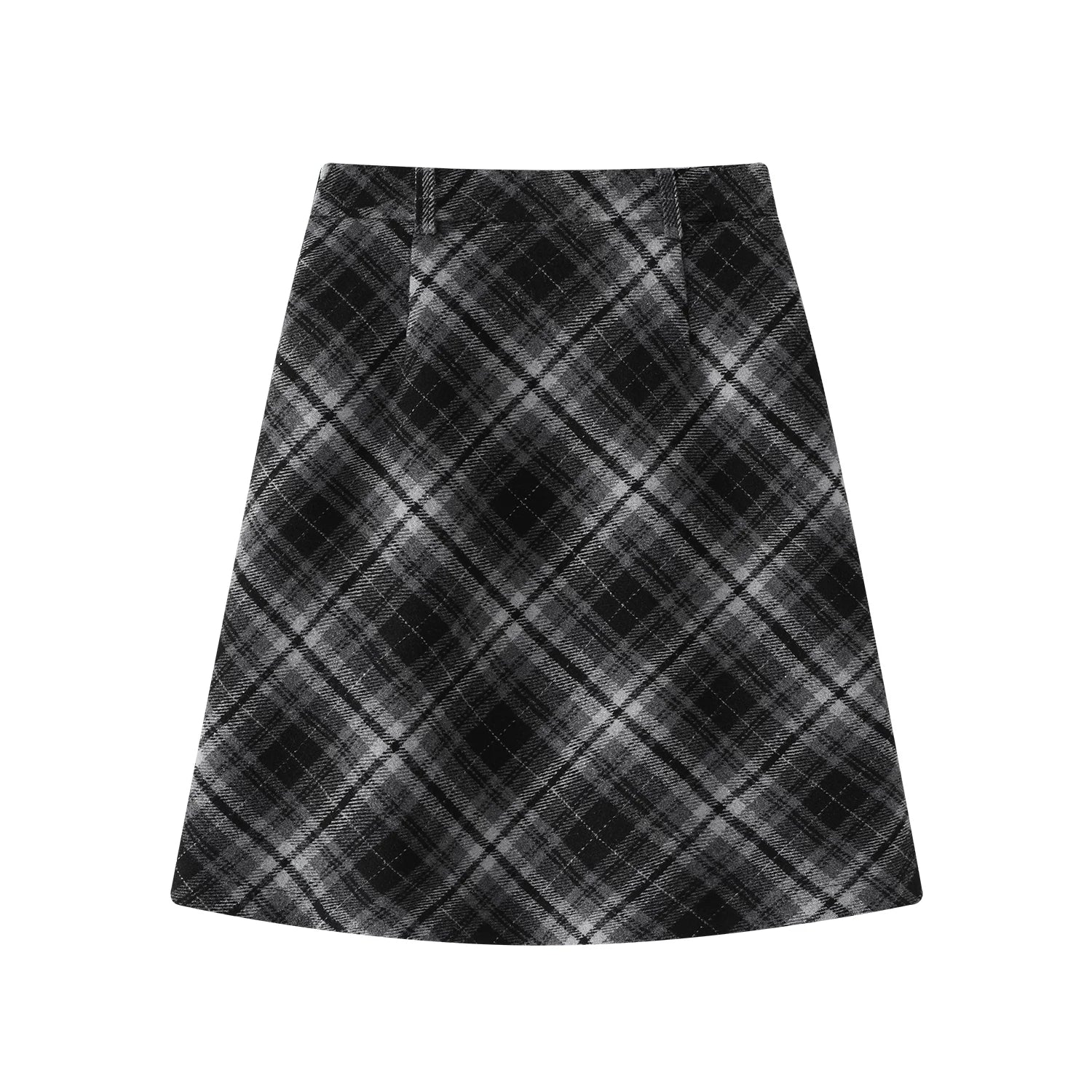 Chola Lisa yun dama-dama midi ətək, qadın payız və qış retro bədən dizaynlı A-xəttli qısa ətək, yüksək belli və uzun.