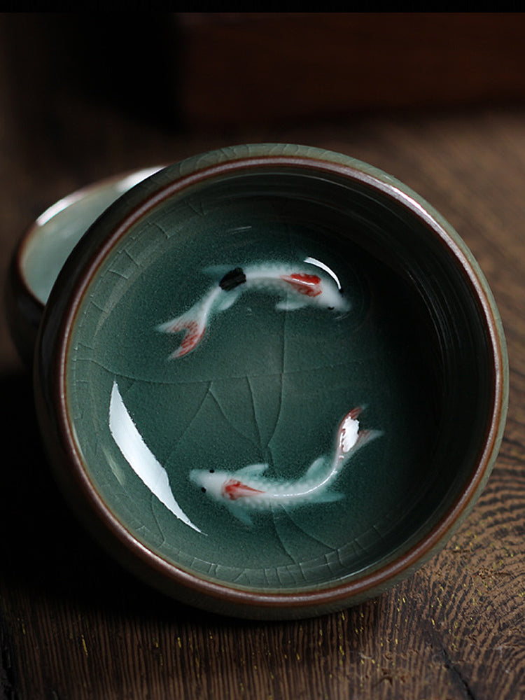 Seladon çay stəkanı, kunq fu çay dəsti, çay stəkanı, çay stəkanı, buzlu balıq stəkanı, kiçik çay qabı, usta fincan, tək fincan, yaradıcı