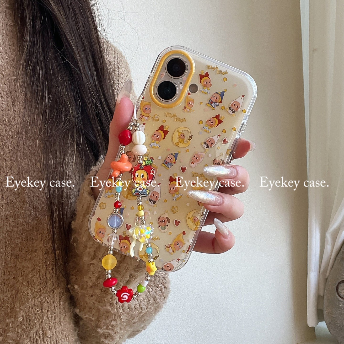 eyekey·ins uşaq qrafiti cizgi filmi ay ulduzları iphone17pro max cib telefonu üçün uyğun insanlar Apple 15 yeni 17 cüt 16pro zəncir 16 Koreya üslubunda yıxılmağa qarşı qoruyucu örtük
