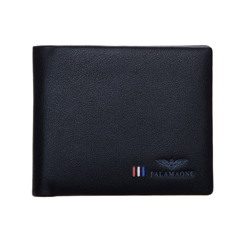 Fala Armani Men's Short Wallet, High-end Leather Wallet for Business, Gift for Husband/Boyfriend (Birthday)