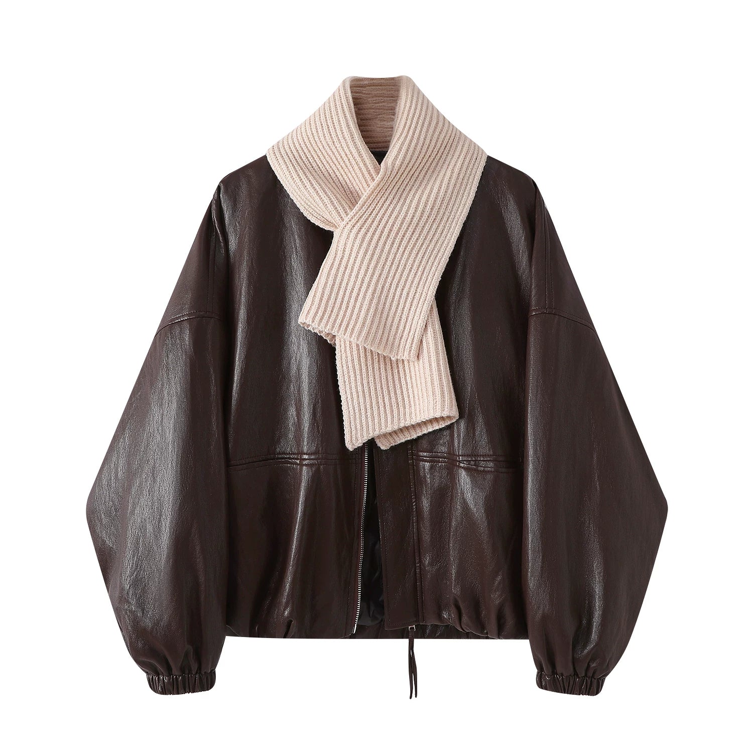 Chalisa Qara Yuyulmayan PU Dəri Ağ Ördək Aşağı Gödəkçə Qadın Qış İsti Palto Qalın Boş Dəri Gödəkçə