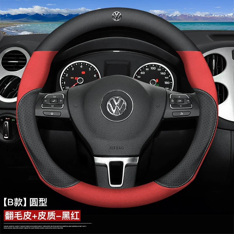 2019 Volkswagen Multivan sükan örtüyü, zamşa ilə örtülmüş, xüsusilə 2006-2018 modelləri üçün T4, T5 və T6 modelləri üçün modifikasiya edilmişdir.